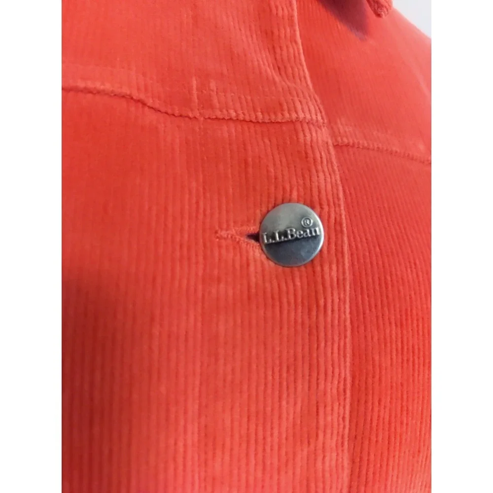 L.L Bean women Orange Corderoy Floral Liner Long sleeve Classic Jacket Size S‎